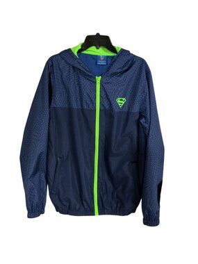 Superman DC Comics Unisex Adult Medium Blue Hooded Lightweight Full Zip Jacket